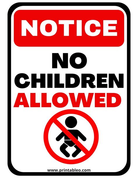 Free Printable No Children Allowed Sign .